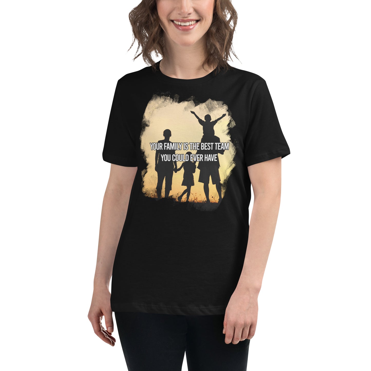 Your Family Is the Best Team – Sunset Silhouette Edition Black Motivational Women’s T-Shirt Lifestyle