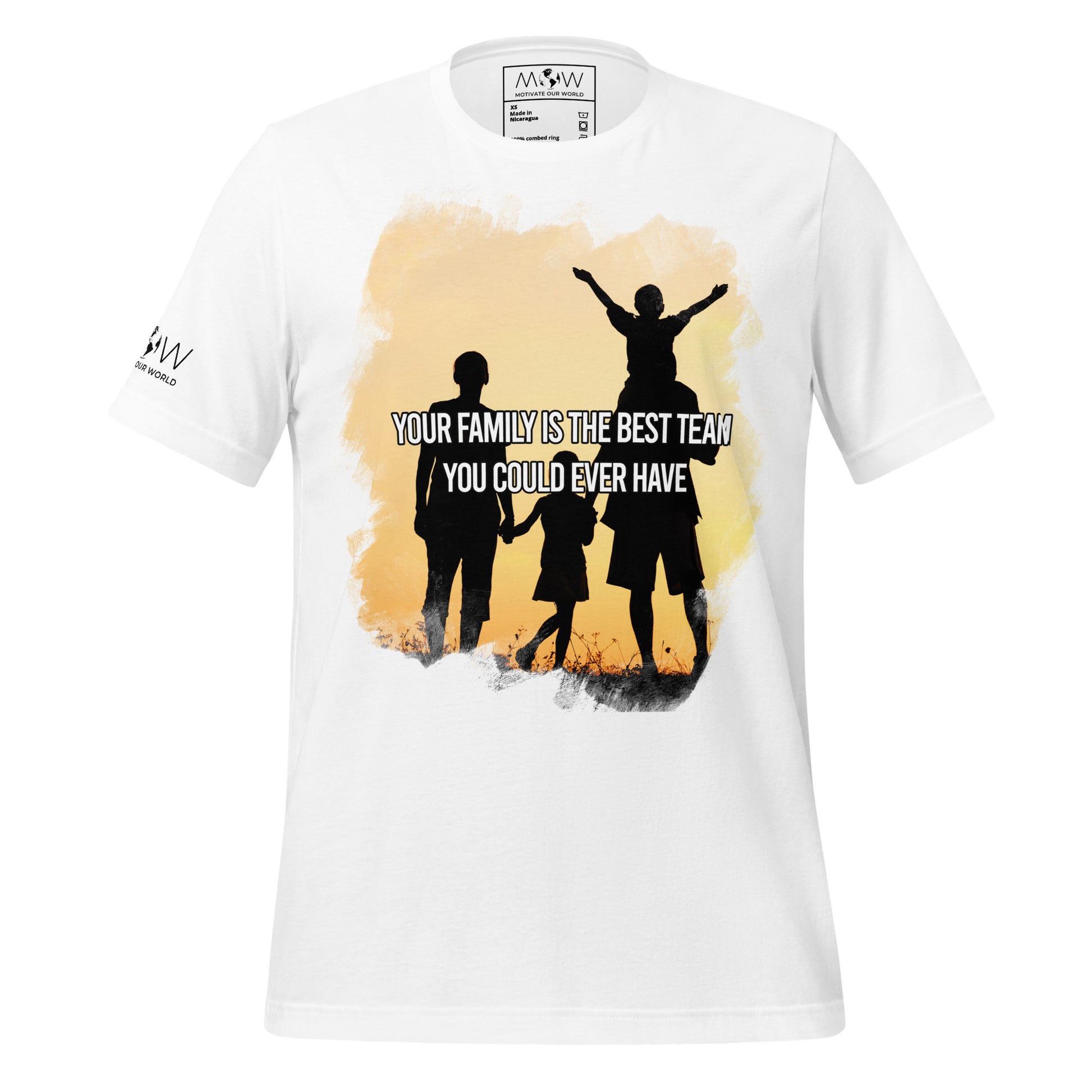 Your Family Is the Best Team – Sunset Silhouette Edition White Motivational Men's T-Shirt