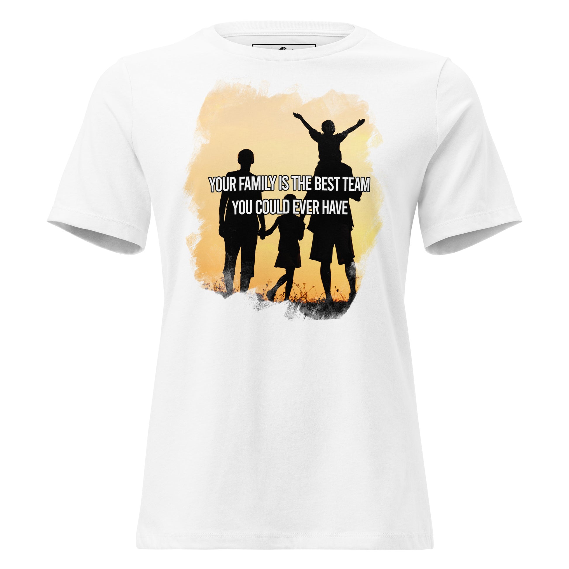 Your Family Is the Best Team – Sunset Silhouette Edition White Motivational Women’s T-Shirt