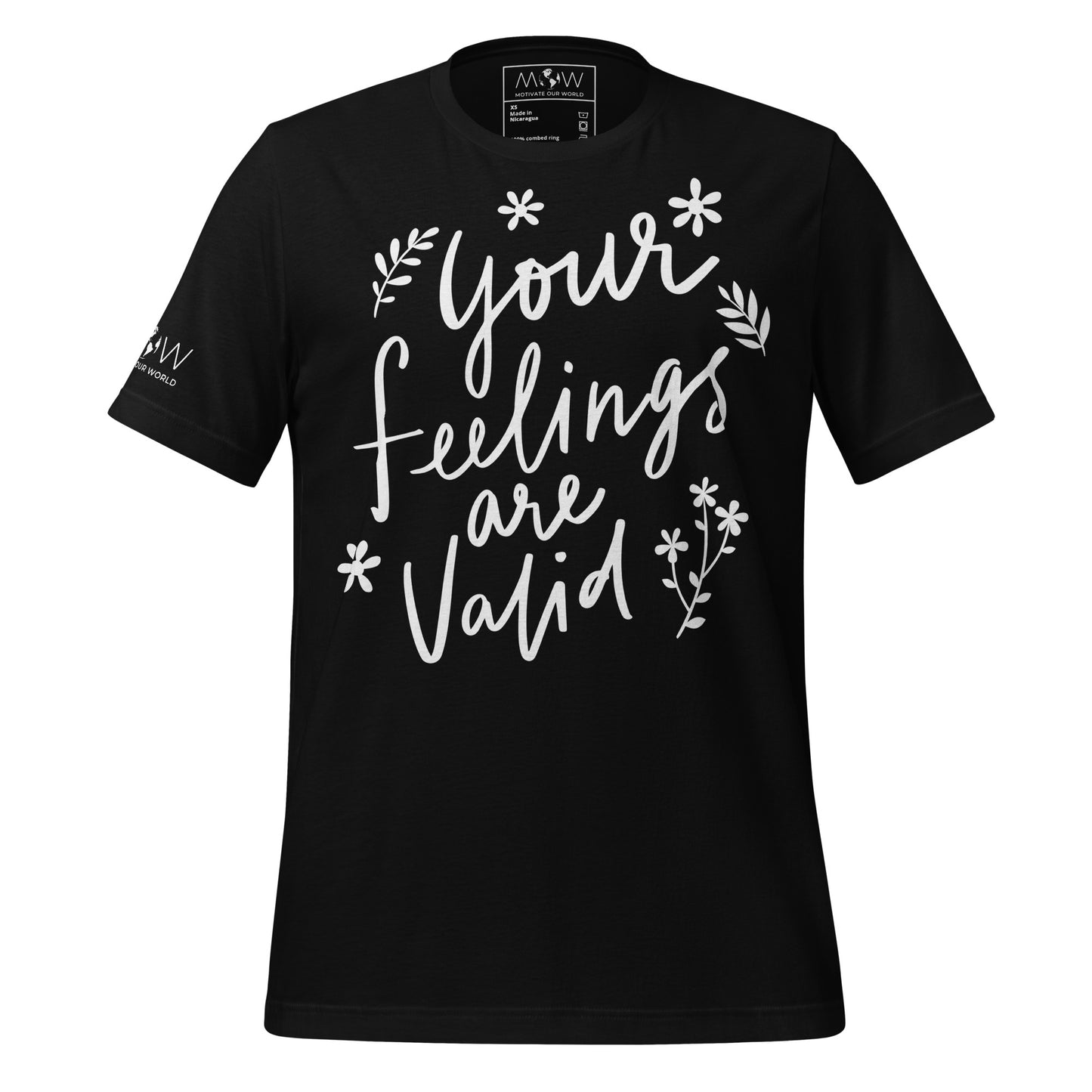 Your Feelings Are Valid - Botanical Edition Black Motivational Men's T-Shirt