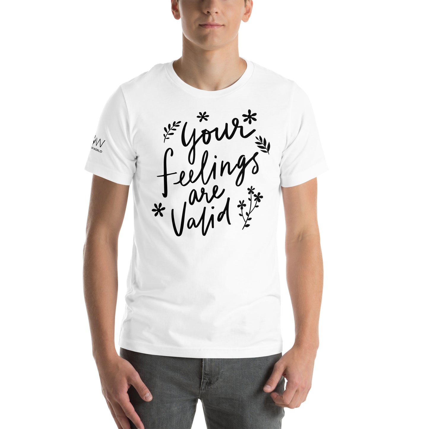 Your Feelings Are Valid - Botanical Edition White Motivational Men's T-Shirt Lifestyle