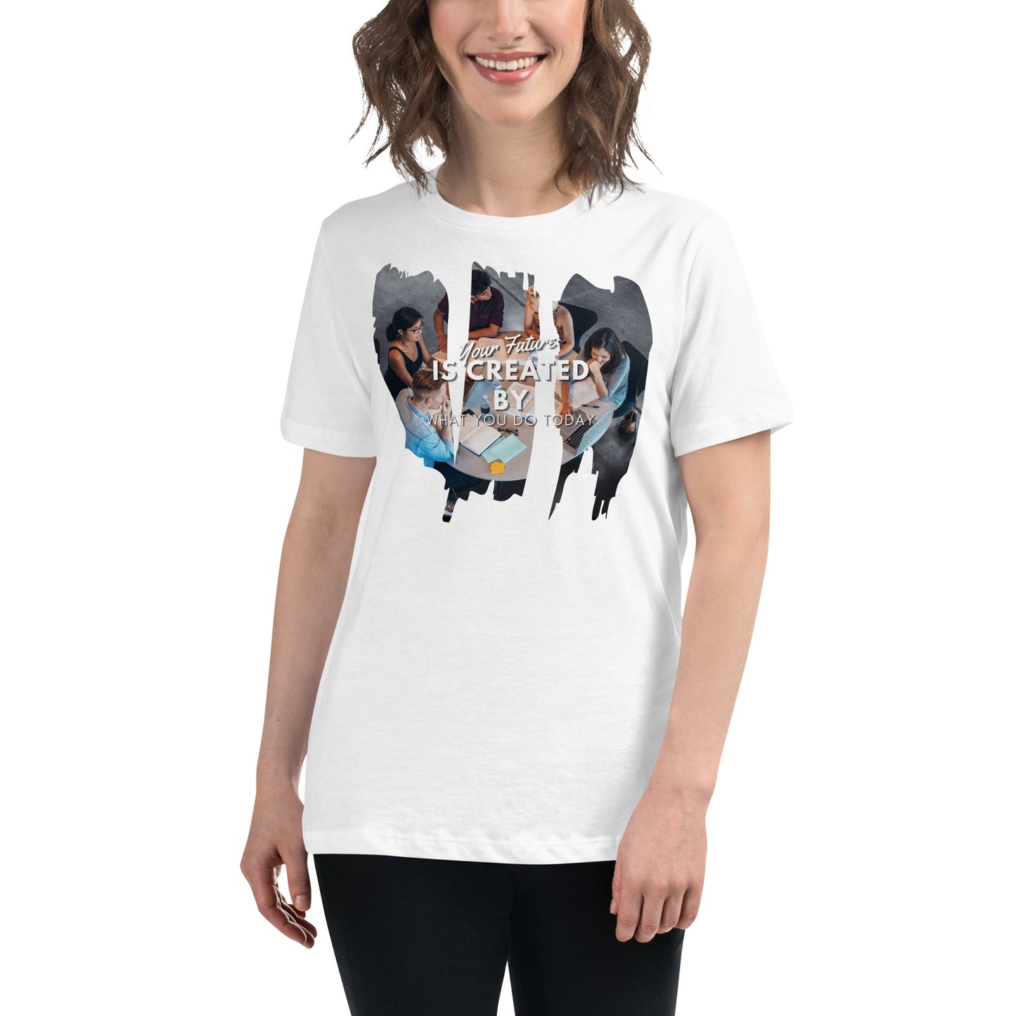 Your Future Is Created - Study Group Edition White Motivational Women’s T-Shirt Lifestyle