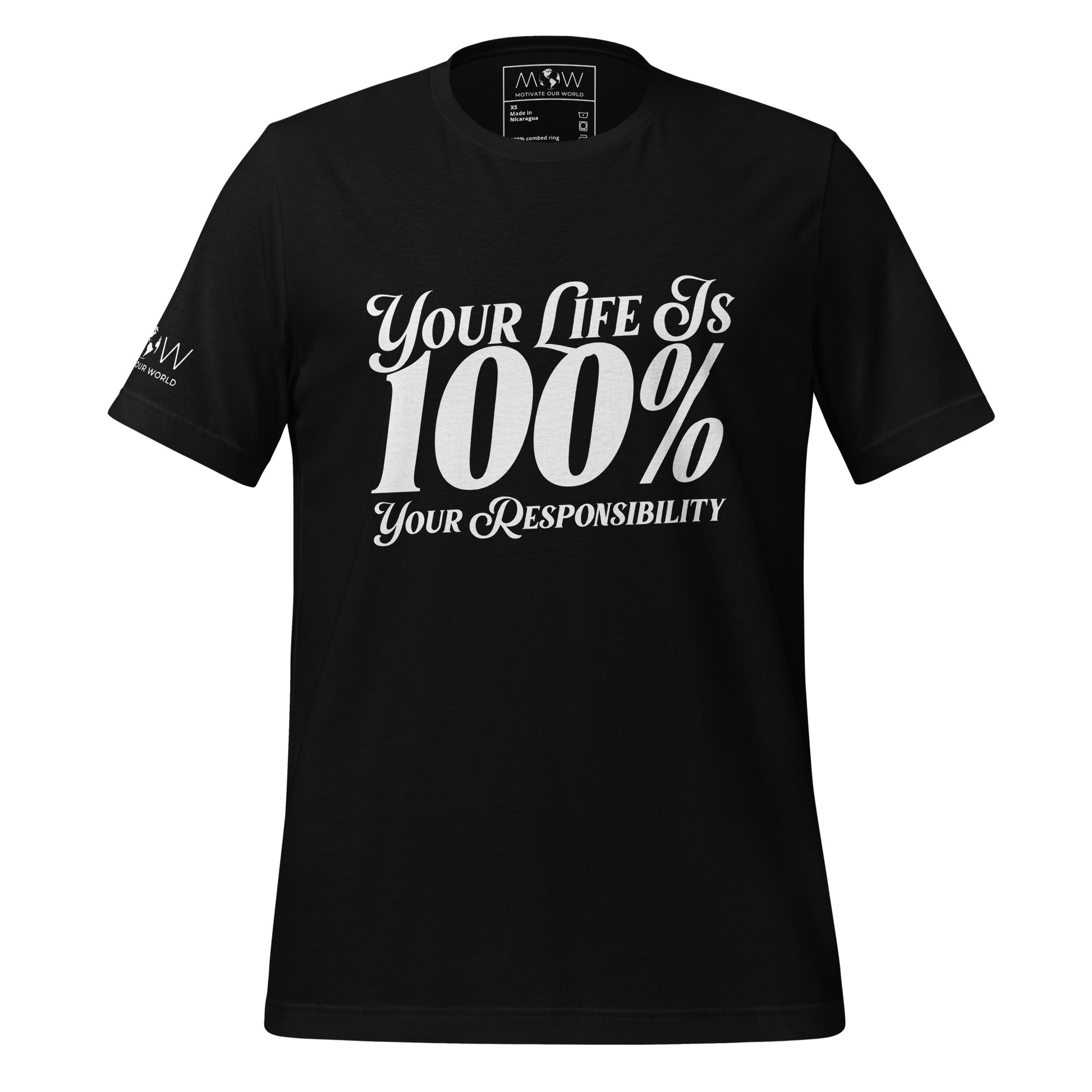 Your Life Is 100% Your Responsibility Men's Motivational Black T-Shirt