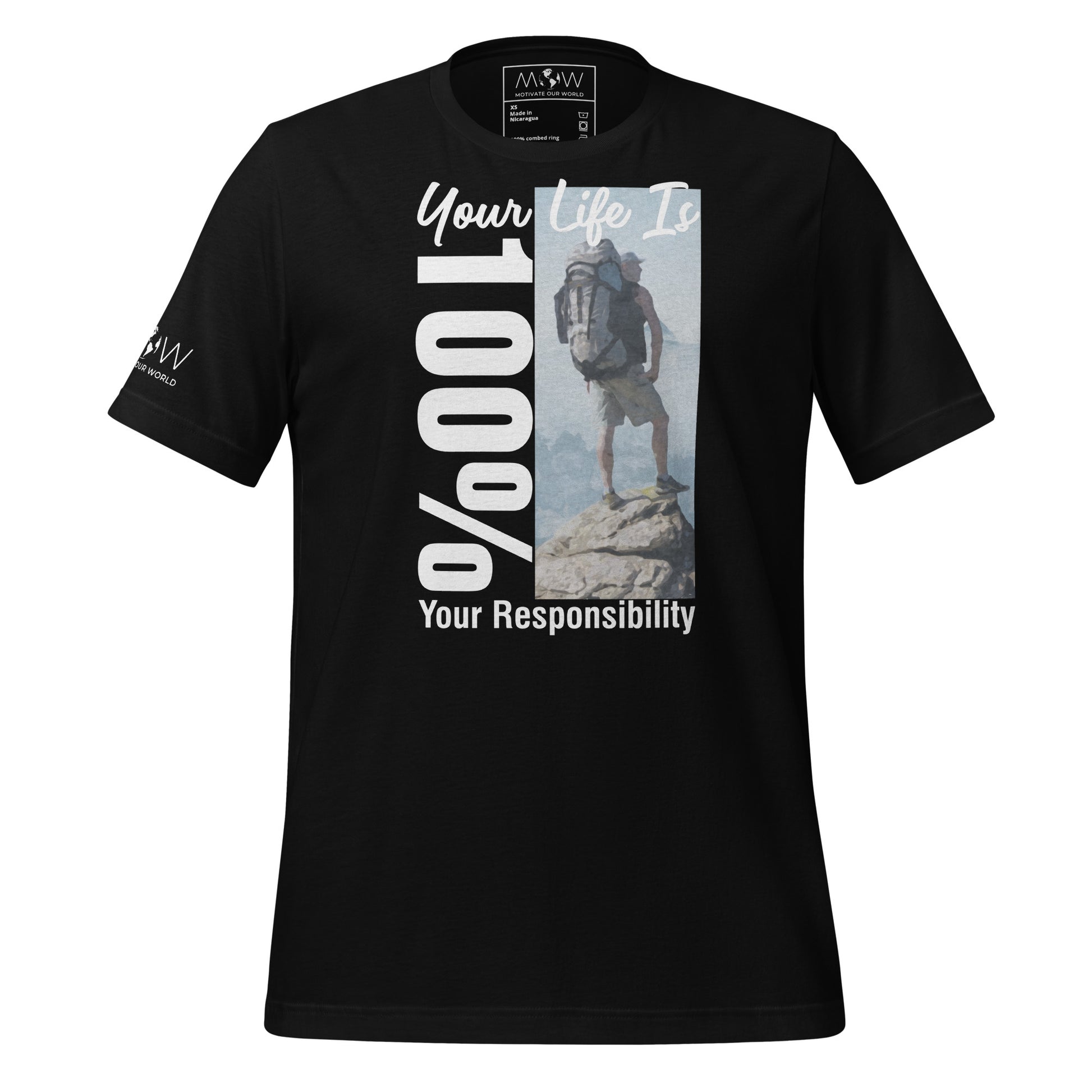 Your Life Is 100% Your Responsibility Men's Motivational Black T-Shirt 