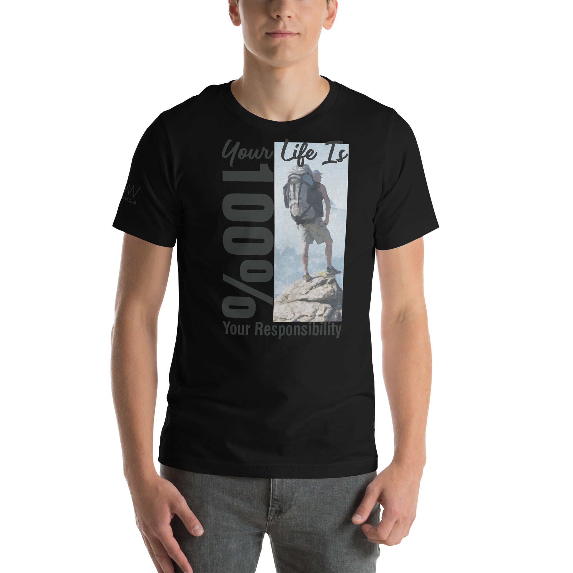 Your Life Is 100% Your Responsibility Men's Motivational Black T-Shirt 