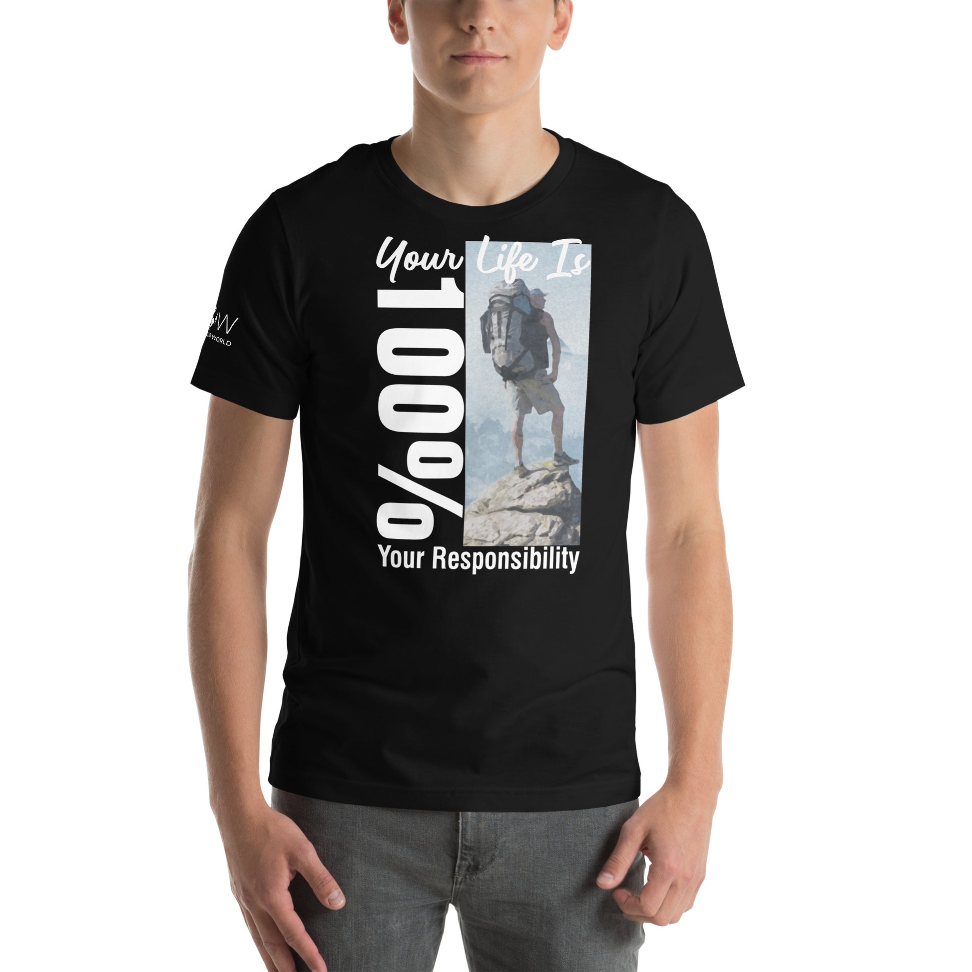 Your Life Is 100% Your Responsibility Men's Motivational Black T-Shirt 