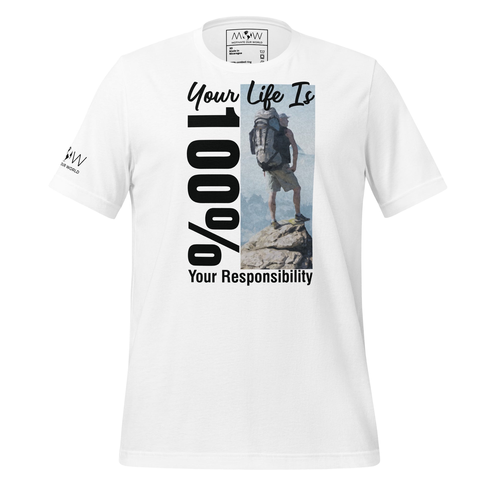 Your Life Is 100% Your Responsibility Men's Motivational White T-Shirt 