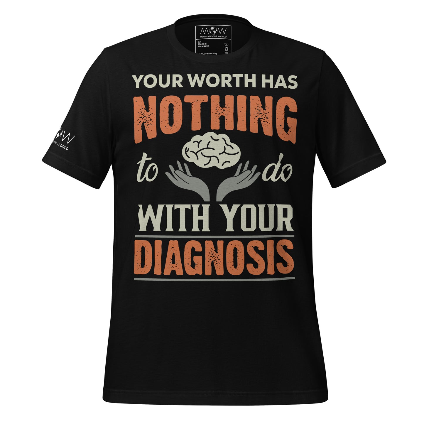Your Worth Has Nothing to Do with Your Diagnosis - Hands Edition Black Motivational Men's T-Shirt