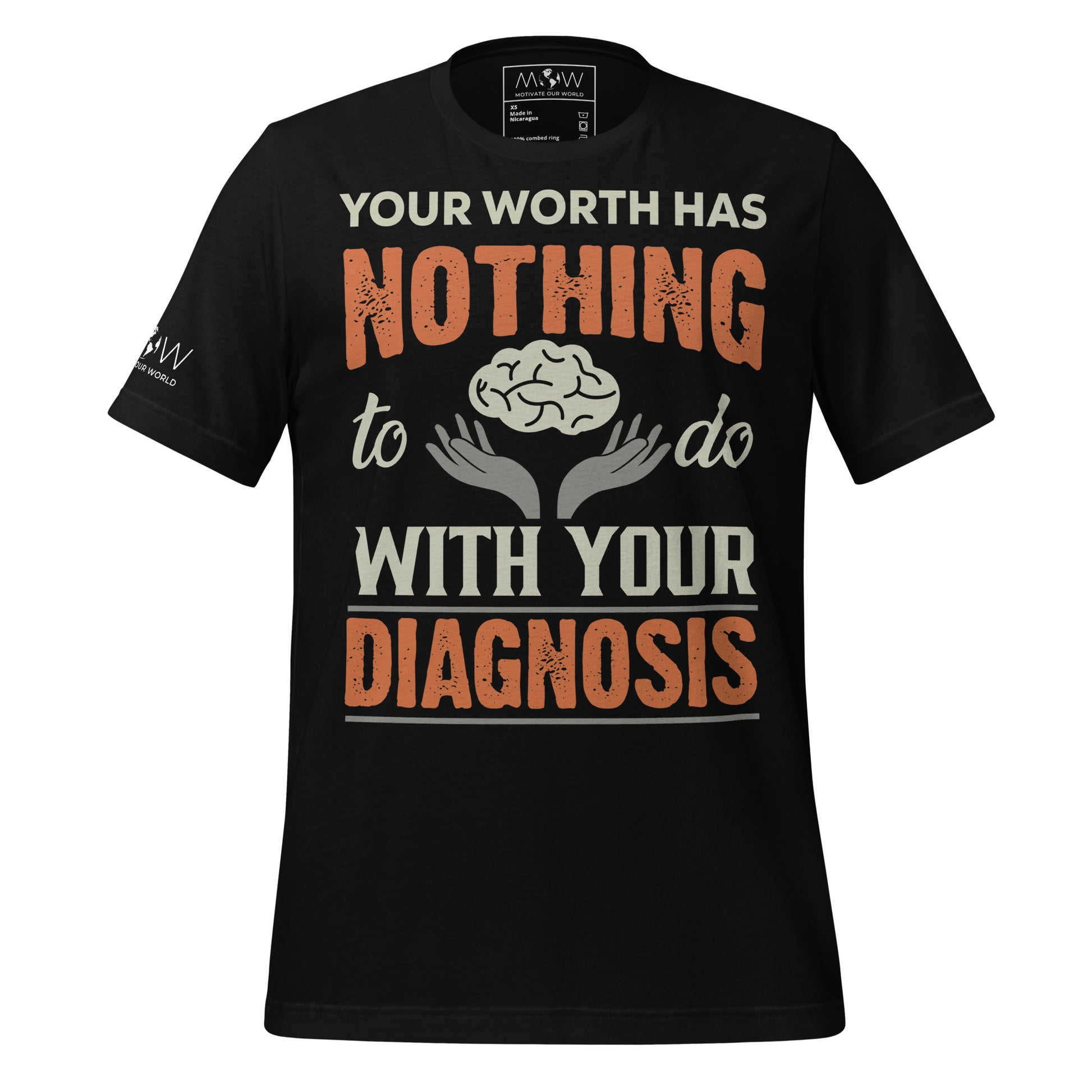 Your Worth Has Nothing to Do with Your Diagnosis - Hands Edition Black Motivational Men's T-Shirt