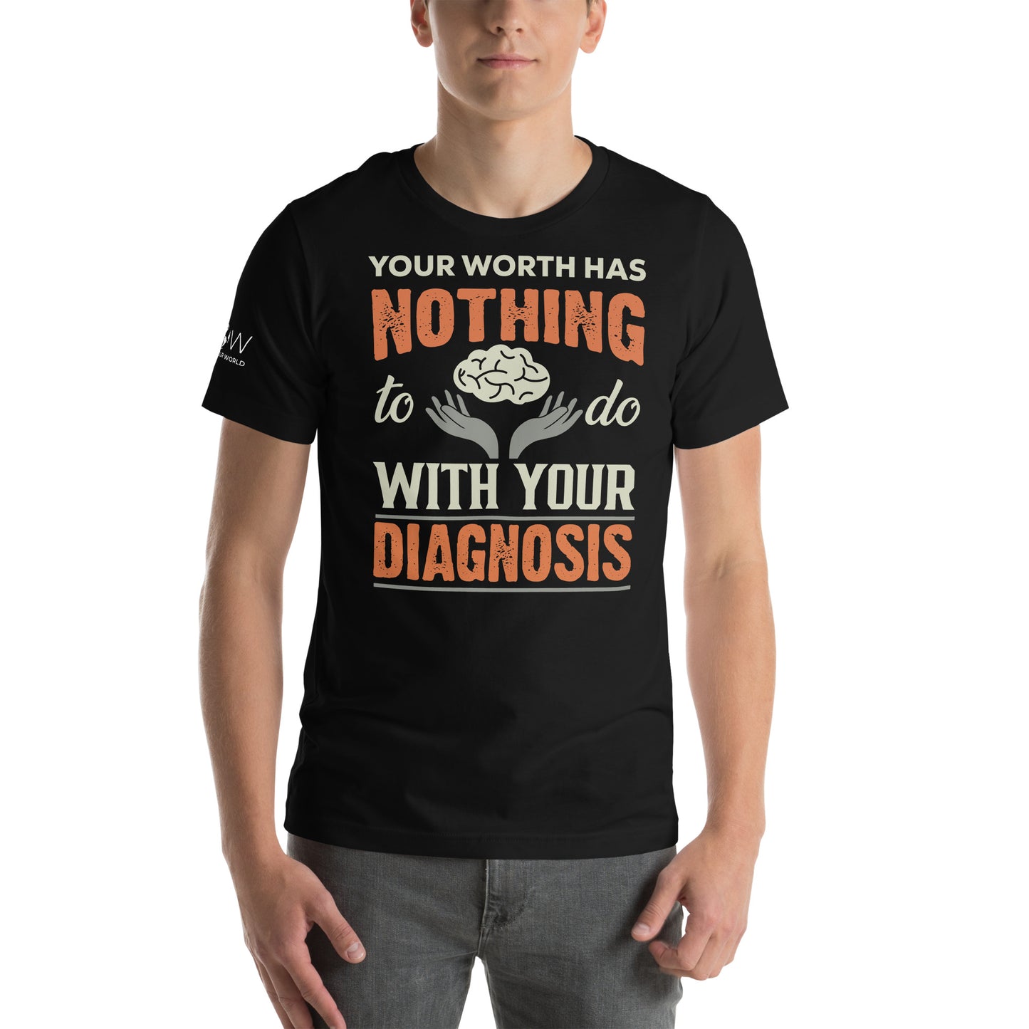 Your Worth Has Nothing to Do with Your Diagnosis - Hands Edition Black Motivational Men's T-Shirt Lifestyle