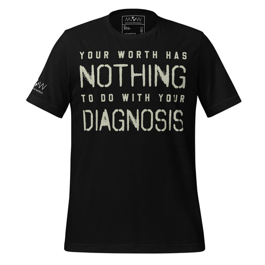 Your Worth Has Nothing to Do with Your Diagnosis - Minimalist Edition Black Motivational Men's T-Shirt