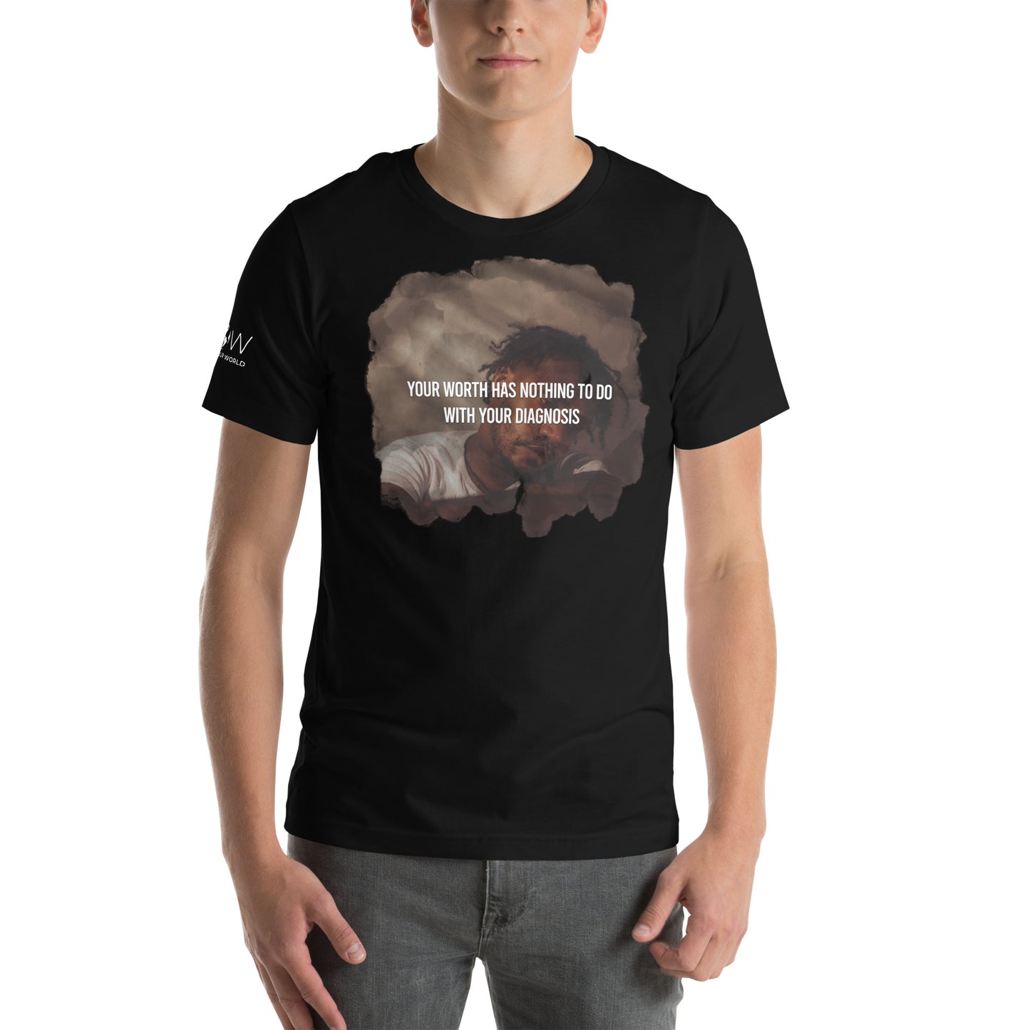 Your Worth Has Nothing to Do with Your Diagnosis - Reflection Edition Black Motivational Men's T-Shirt Lifestyle