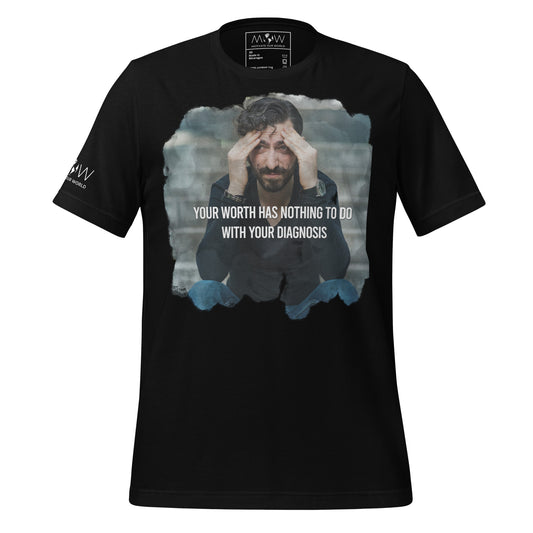 Your Worth Has Nothing to Do with Your Diagnosis - Resilience Edition Black Motivational Men's T-Shirt