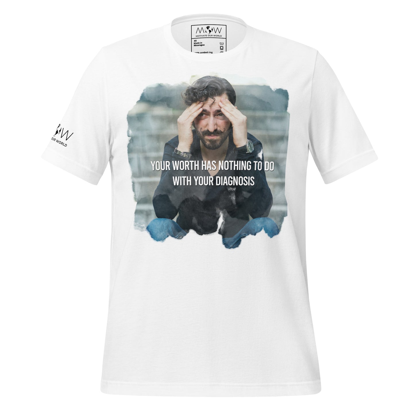 Your Worth Has Nothing to Do with Your Diagnosis - Resilience Edition White Motivational Men's T-Shirt Lifestyle