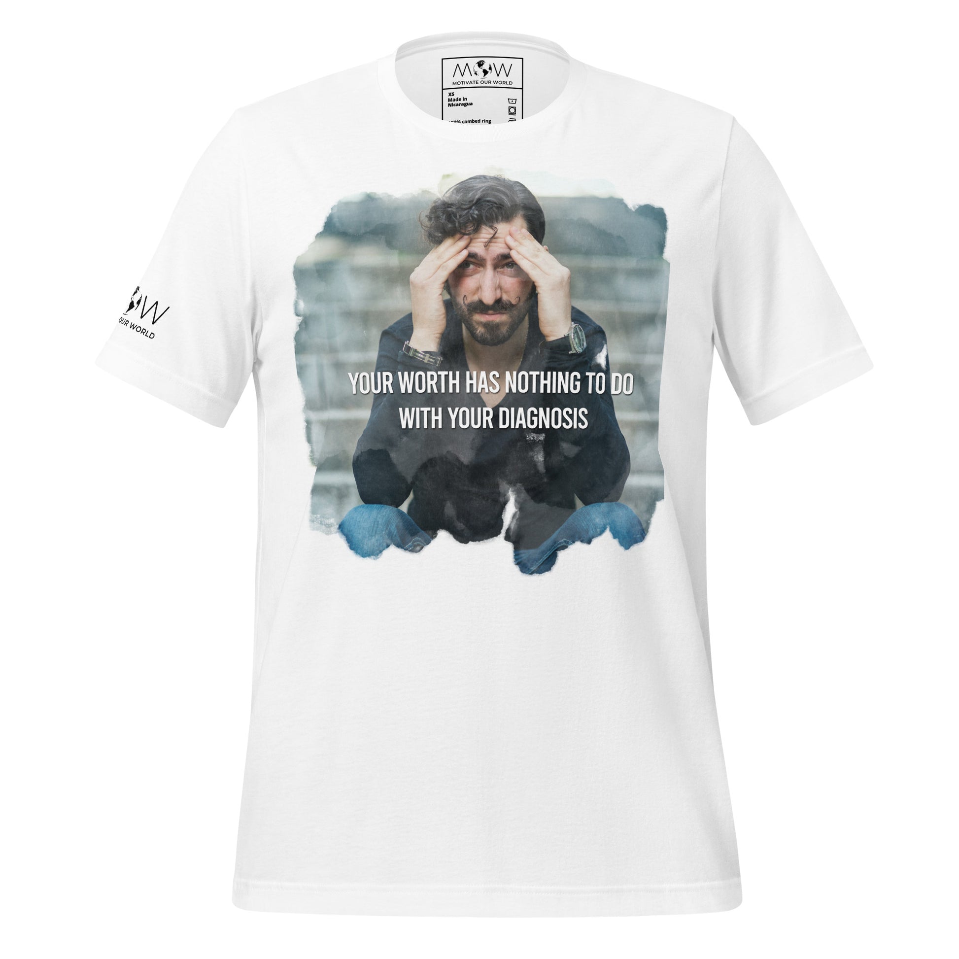 Your Worth Has Nothing to Do with Your Diagnosis - Resilience Edition White Motivational Men's T-Shirt Lifestyle