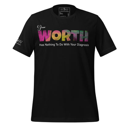 Your Worth Has Nothing to Do with Your Diagnosis - Vibrant Edition Black Motivational Men's T-Shirt