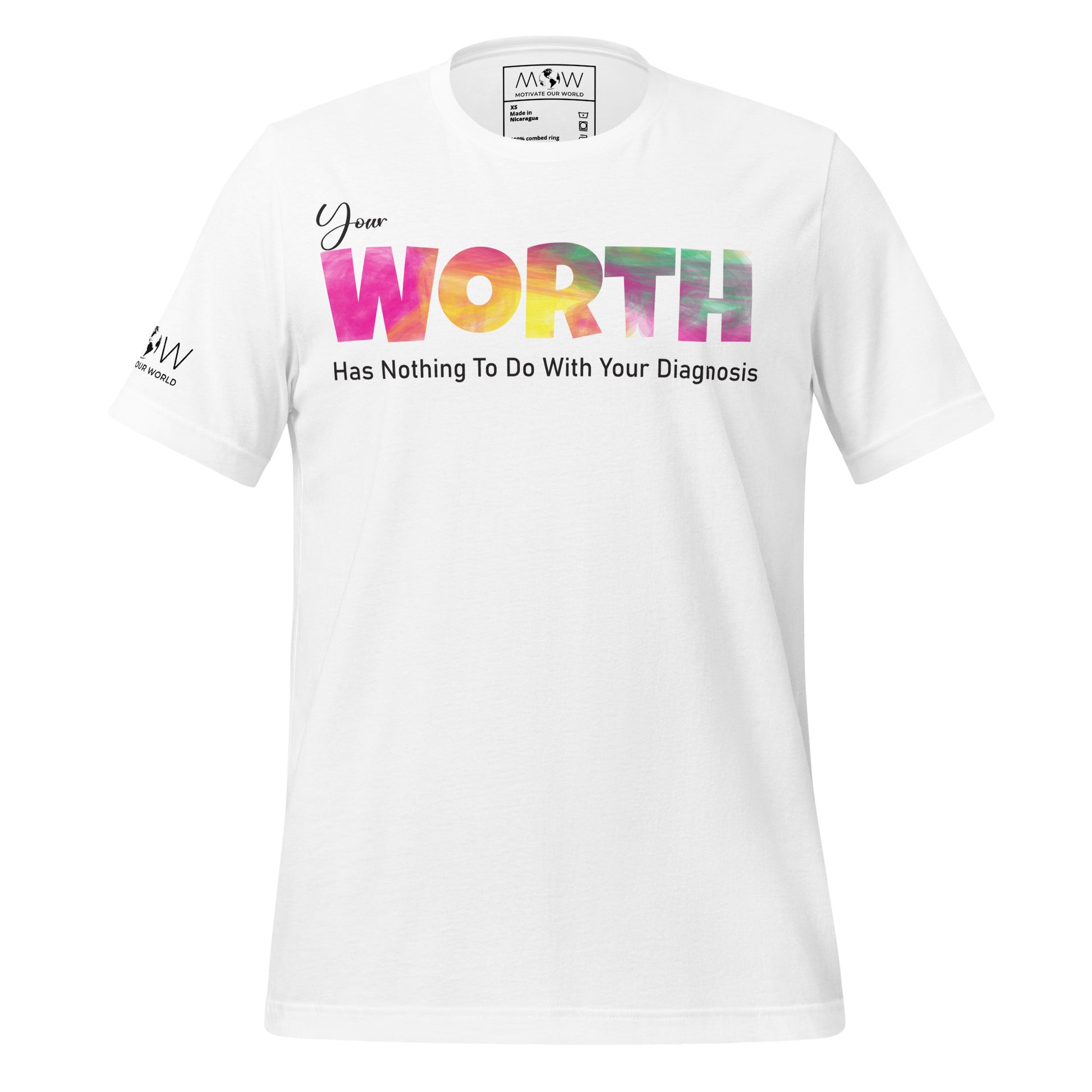 Your Worth Has Nothing to Do with Your Diagnosis - Vibrant Edition White Motivational Men's T-Shirt