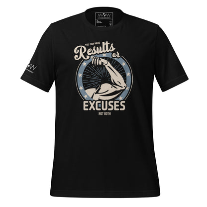Results or Excuses Not Both Men's Motivational Black T-Shirt