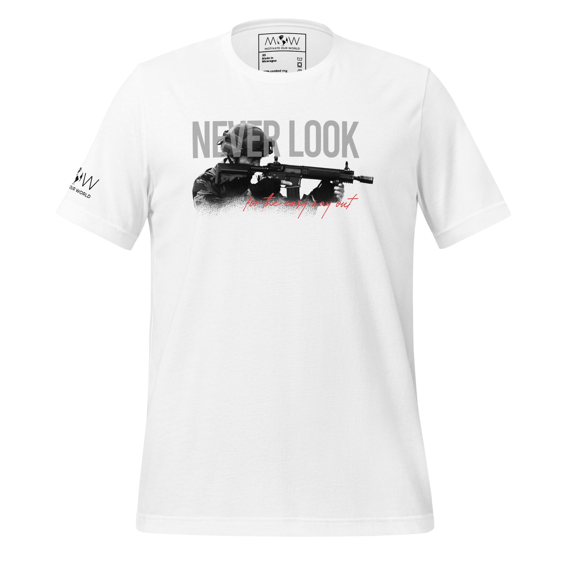 Never Look for Men's Motivational White T-Shirt