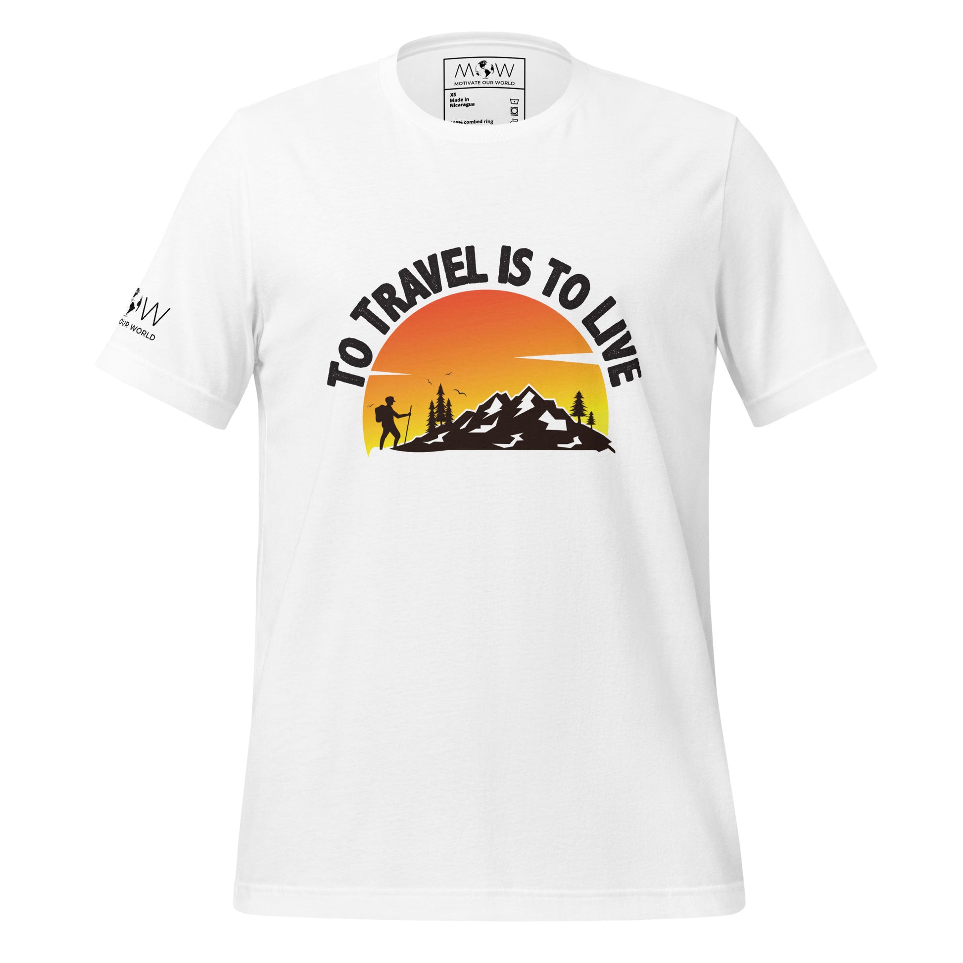 "To Travel Is to Live" Men's Motivational White T-Shirt