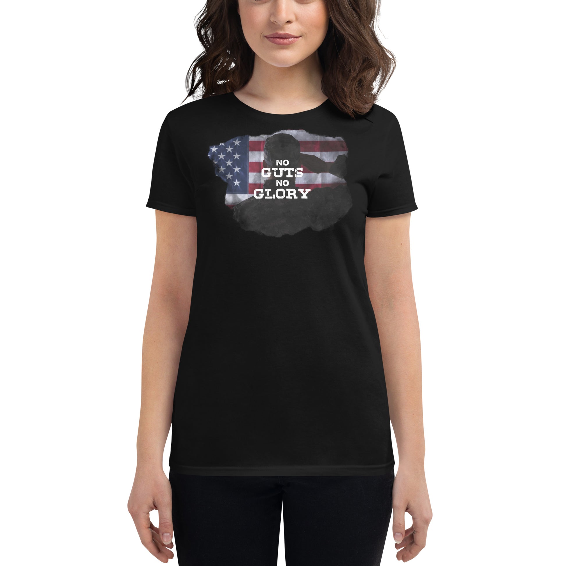 No Guts No Glory III Women’s Motivational Black T-Shirt