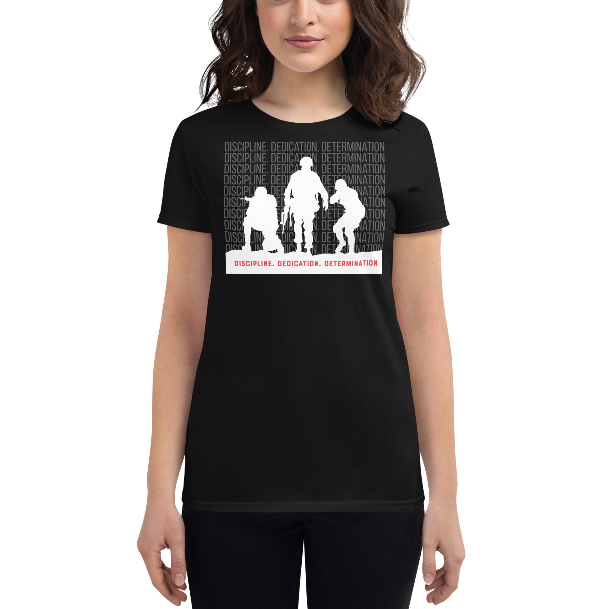 Discipline. Dedication Women’s Motivational Black T-Shirt